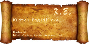 Kudron Boglárka névjegykártya